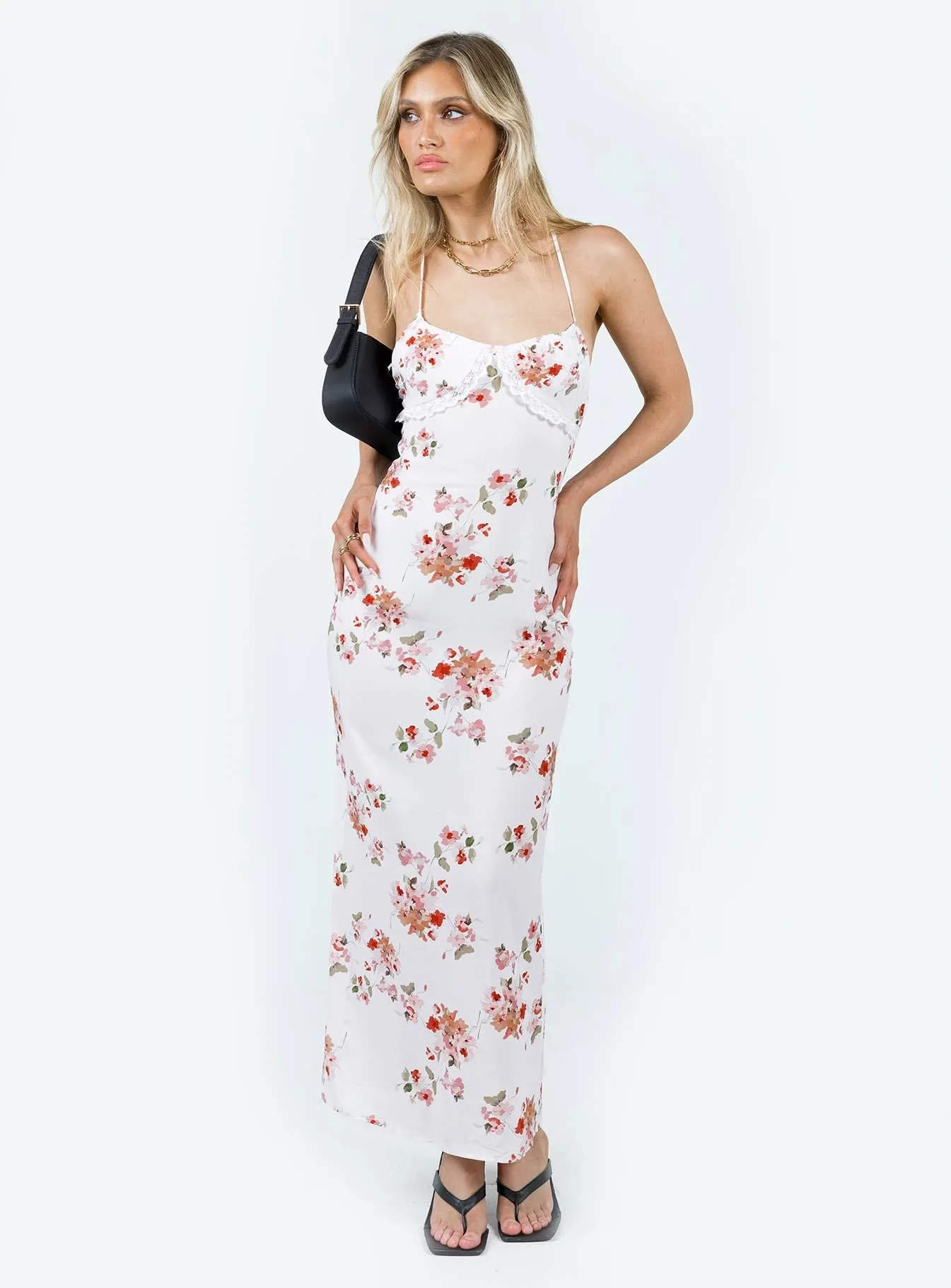 Amos Maxi Dress Pink Multi Designed to suit all body types this dress provides a flattering fit for every figure Fire Glow
