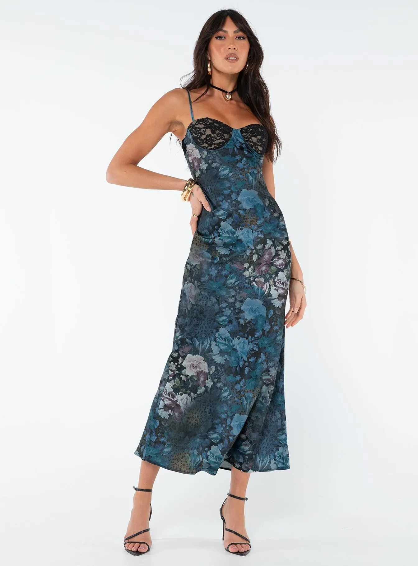 Graceful full-length gown Darsy Maxi Dress Blue Multi