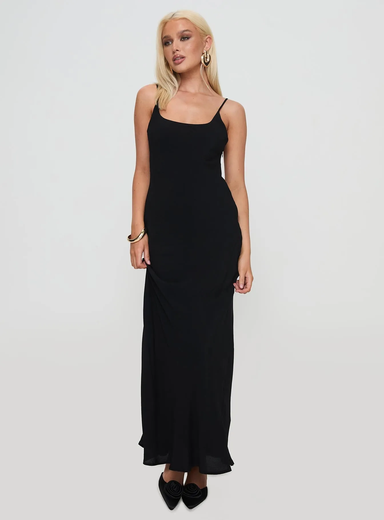 Lagane Bias Cut Maxi Dress Black Forest Air Herb Garden