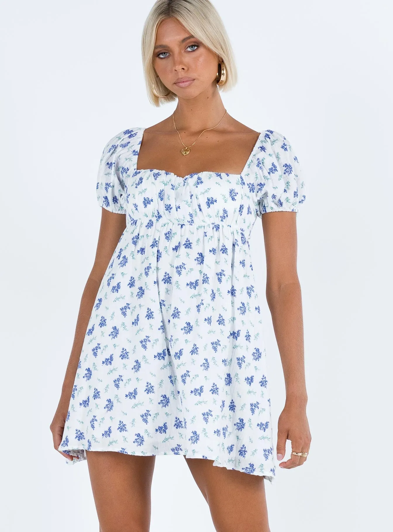 Let's Dance Mini Dress Blue Floral Trend Light