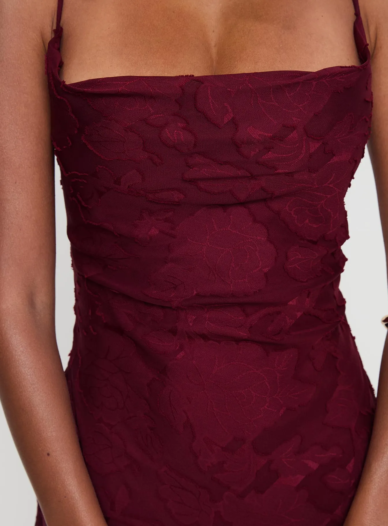 Golden Dune Celena Maxi Dress Burgundy Burnout
