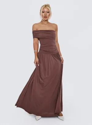 Decadence Strapless Maxi Dress Brown Town Lane Lilac Soft