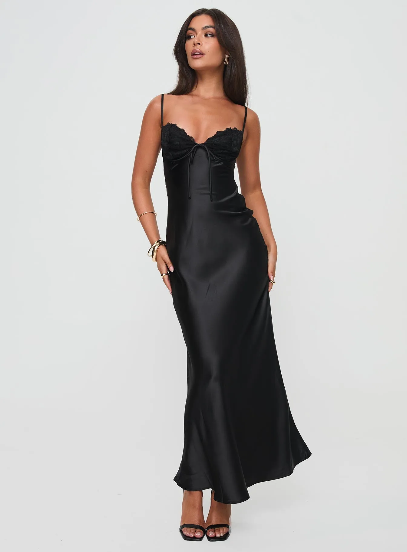 Sun Kiss Burgundy Deep Fadyen Bias Cut Maxi Dress Black