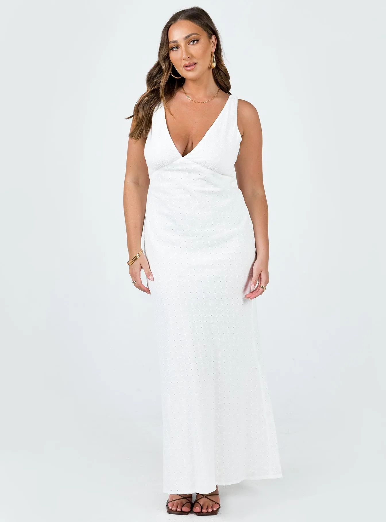 Nellie Maxi Dress White Sequin Glow