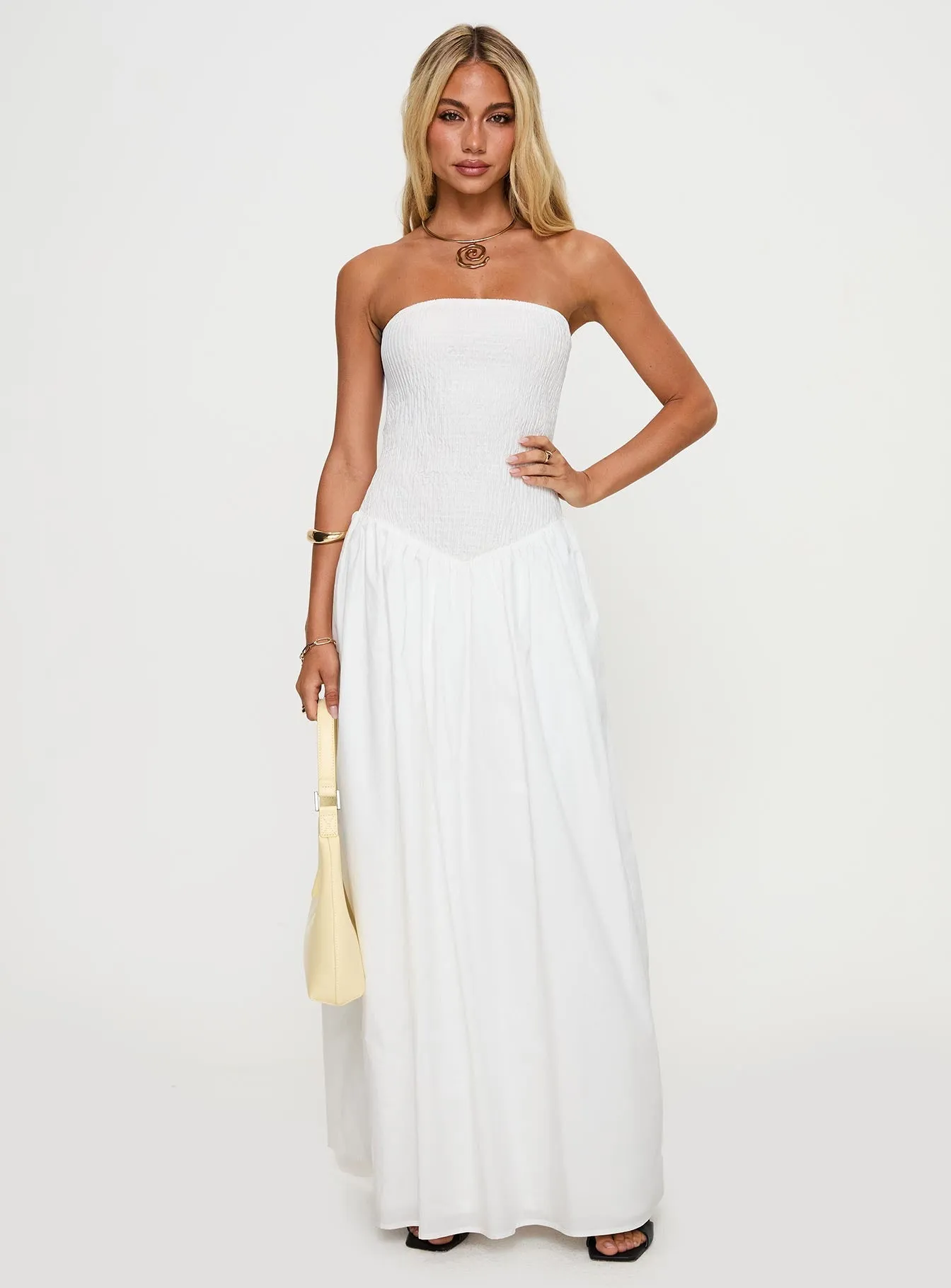 Percie Strapless Maxi Dress White Calm Air