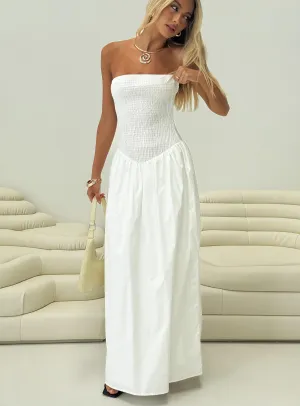 Percie Strapless Maxi Dress White Blue Bay