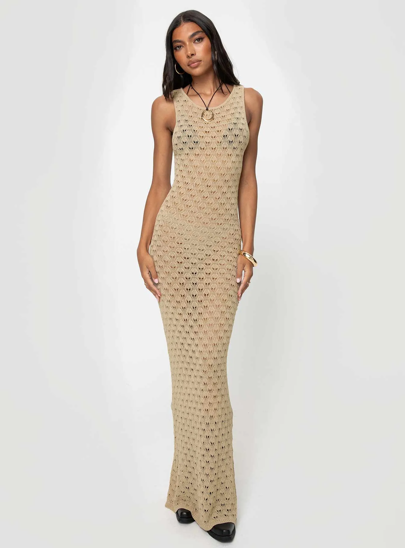Westbrook Maxi Dress Beige Bead Work