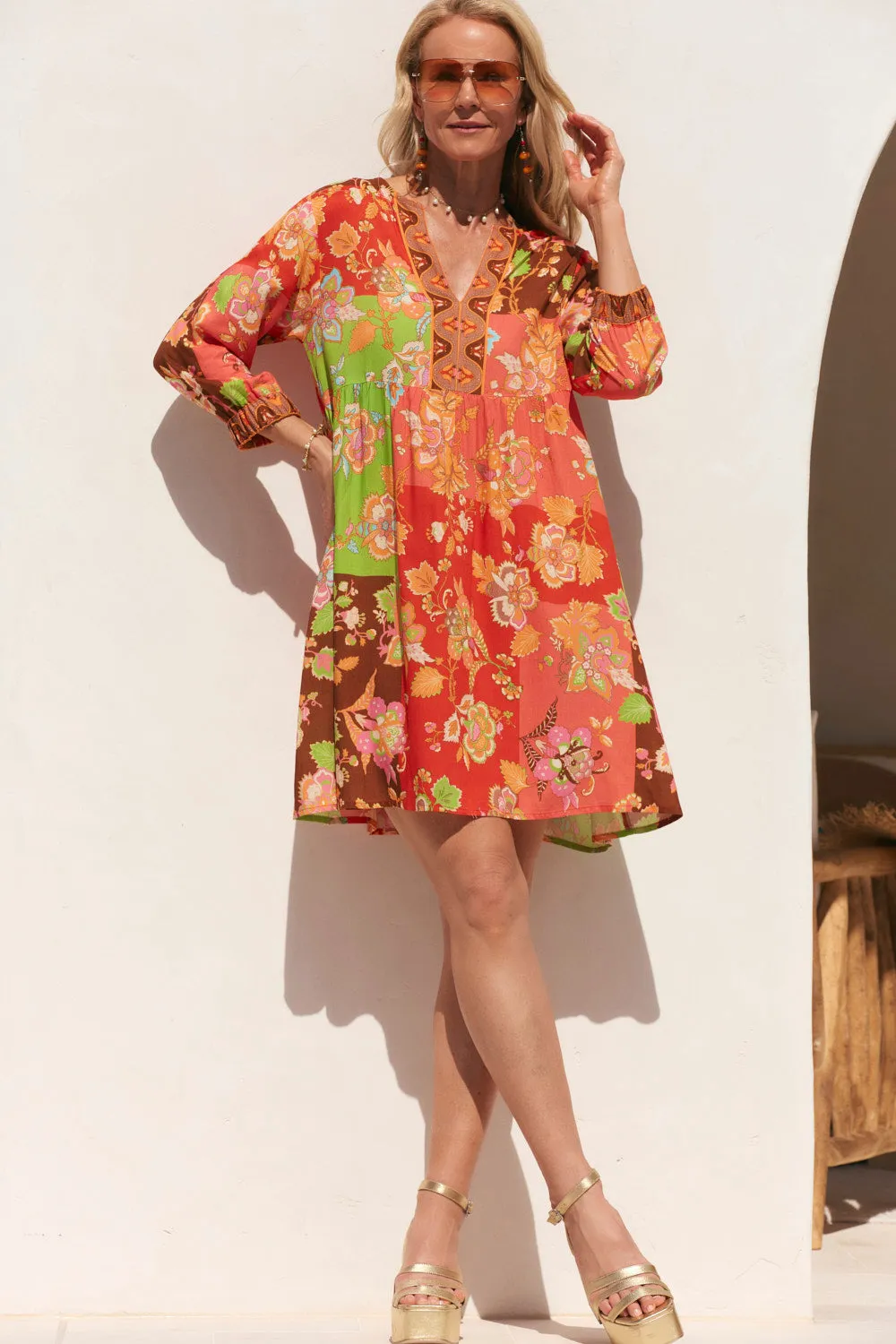 elastic waistband Scout Tiered Dress in Petra