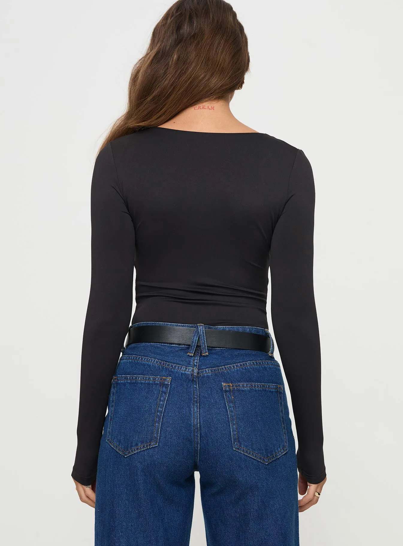 Bold Charming Home Chic Bolden Long Sleeve Bodysuit Black