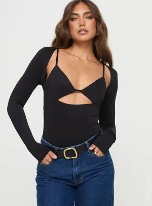 Bolden Long Sleeve Bodysuit Black Wedding Slim Event Classic