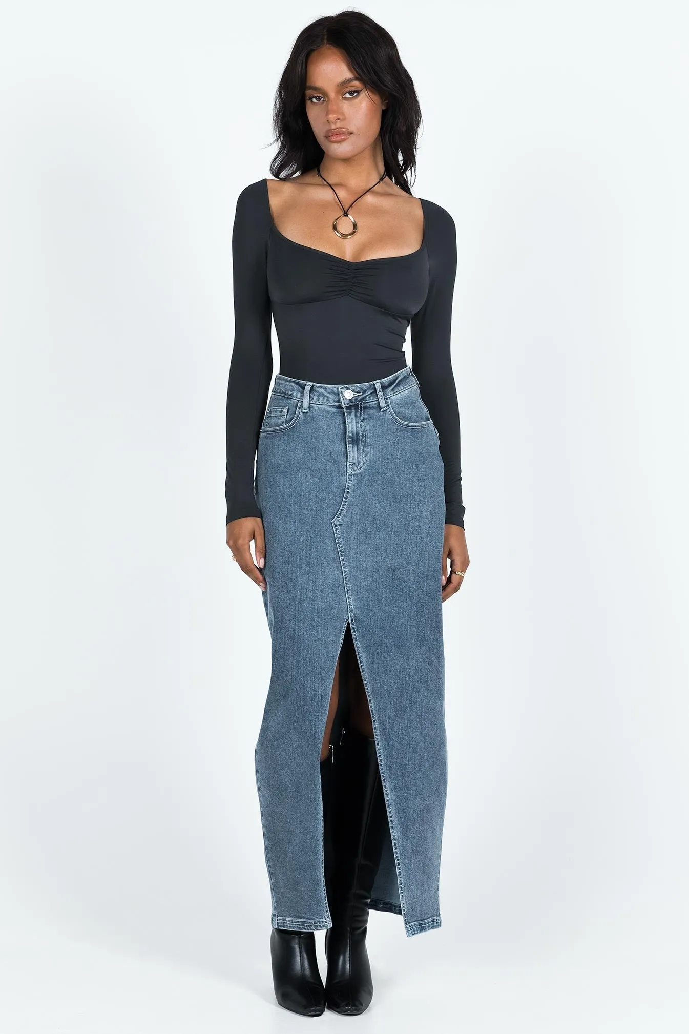 Calissa Long Sleeve Bodysuit Black Essential Dinner