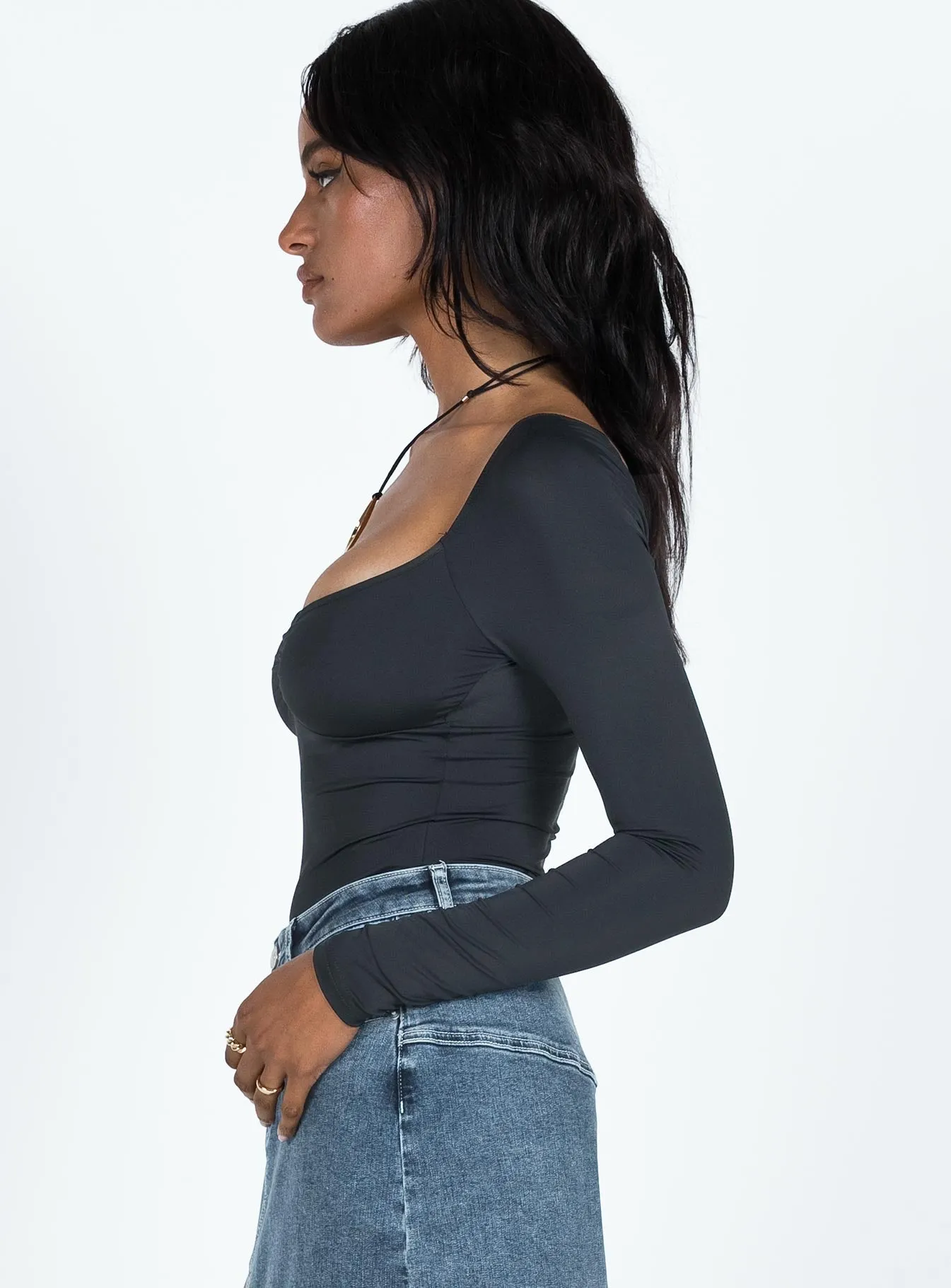 Calissa Long Sleeve Bodysuit Black Urban Date