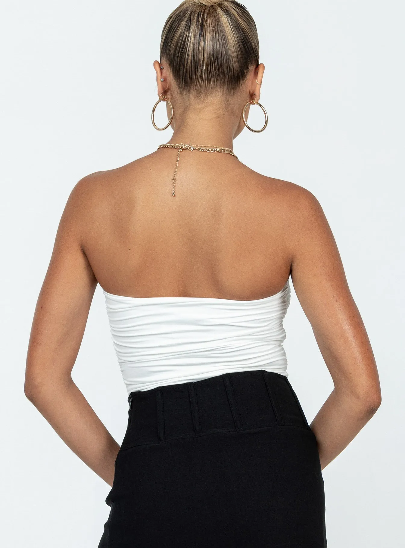 Rashad Strapless Bodysuit White Stretch Adult Essential Street