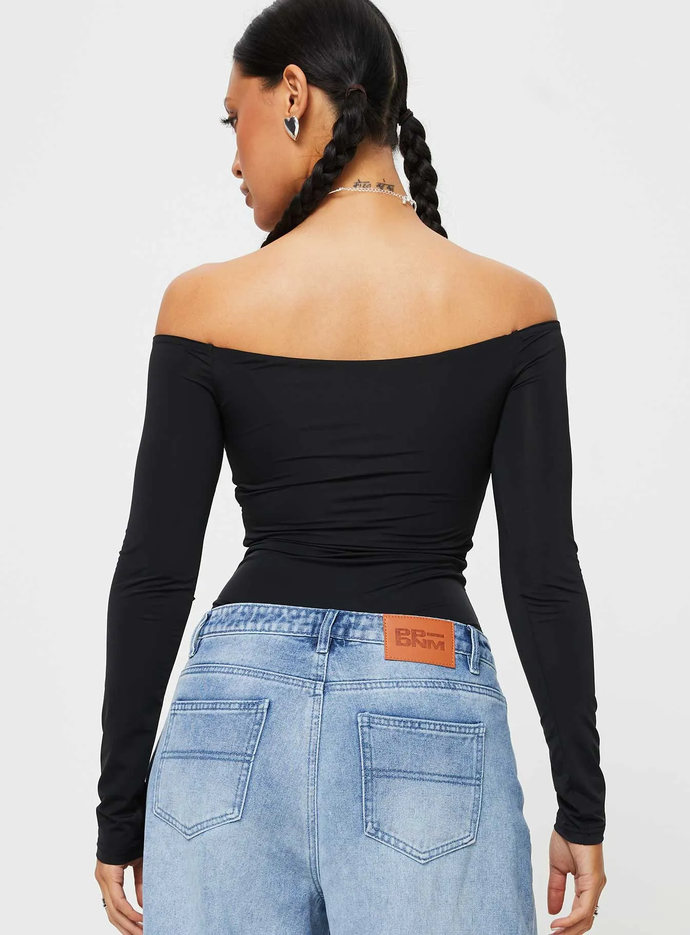 Tarine Wrap Bodysuit Black Office Fancy Dynamic Stylish