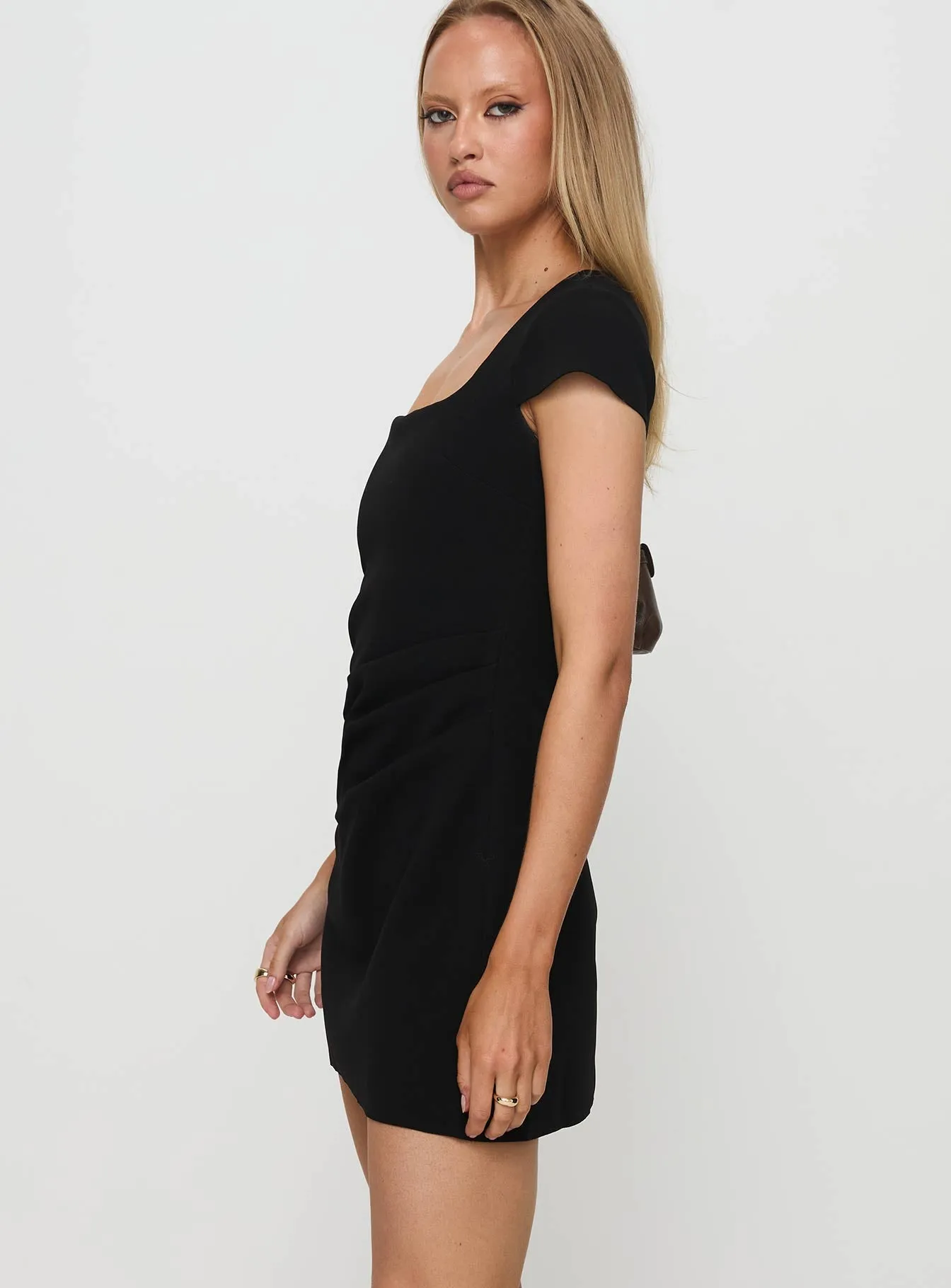Ellarah Mini Dress Black Adjustable drawstring