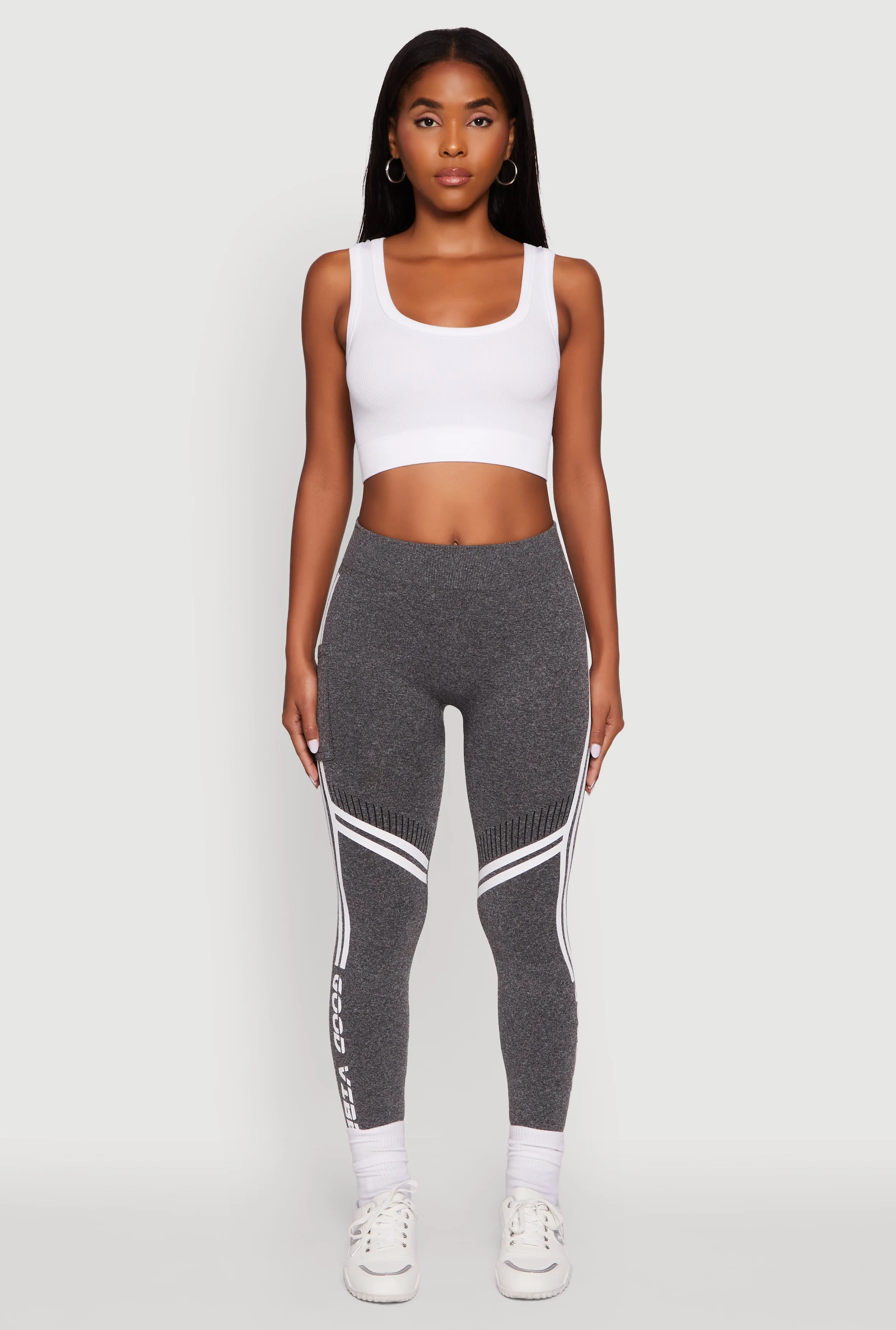 Stable Fit Tall Fit Shape Retain Good Vibes Graphic Varsity Stripe Side Leggings