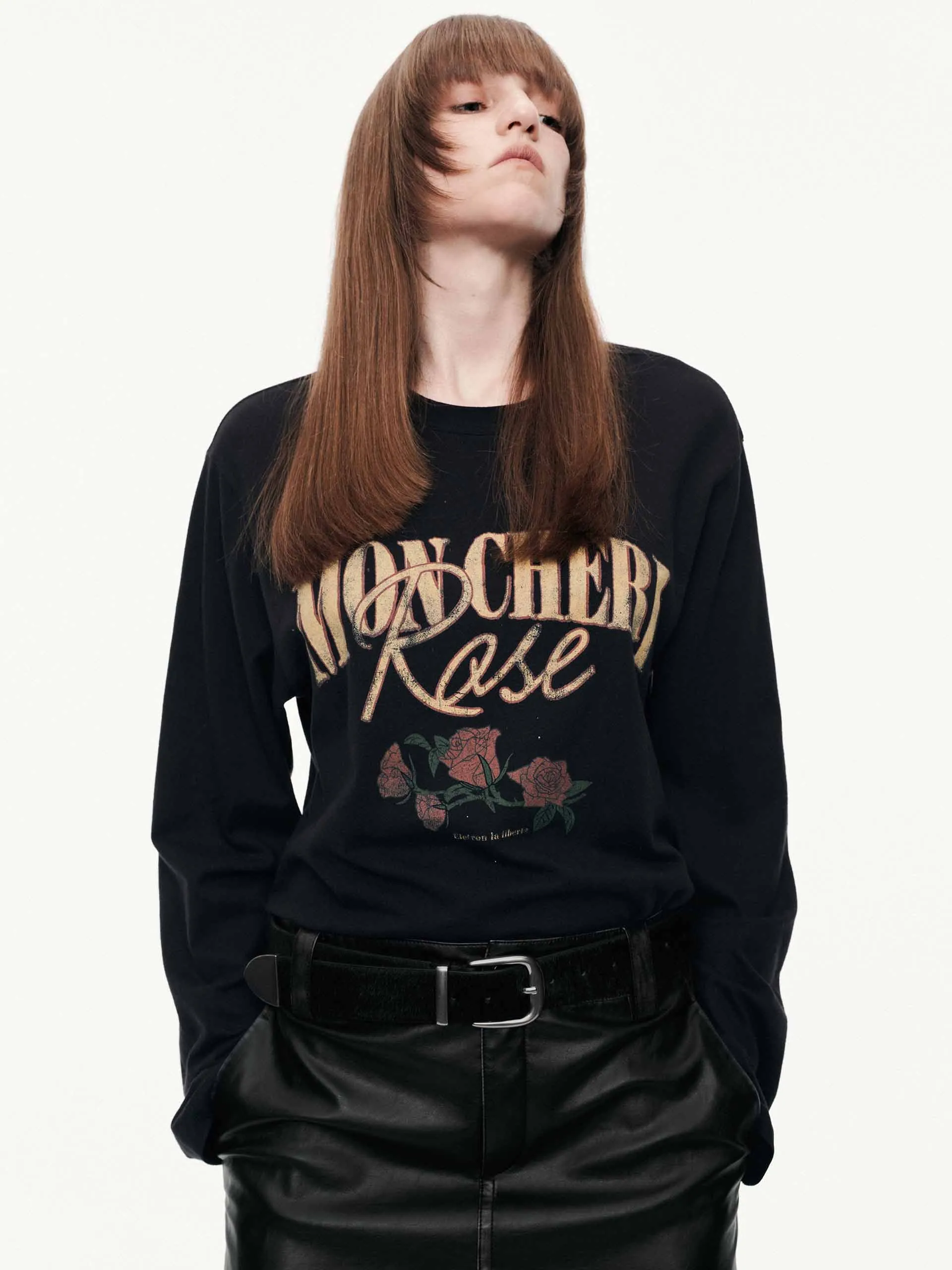 Wrinkle Resistant Material ROSE Printed Cotton T-shirt