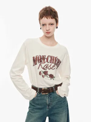 ROSE Printed Cotton T-shirt School spirit Chill Vibes