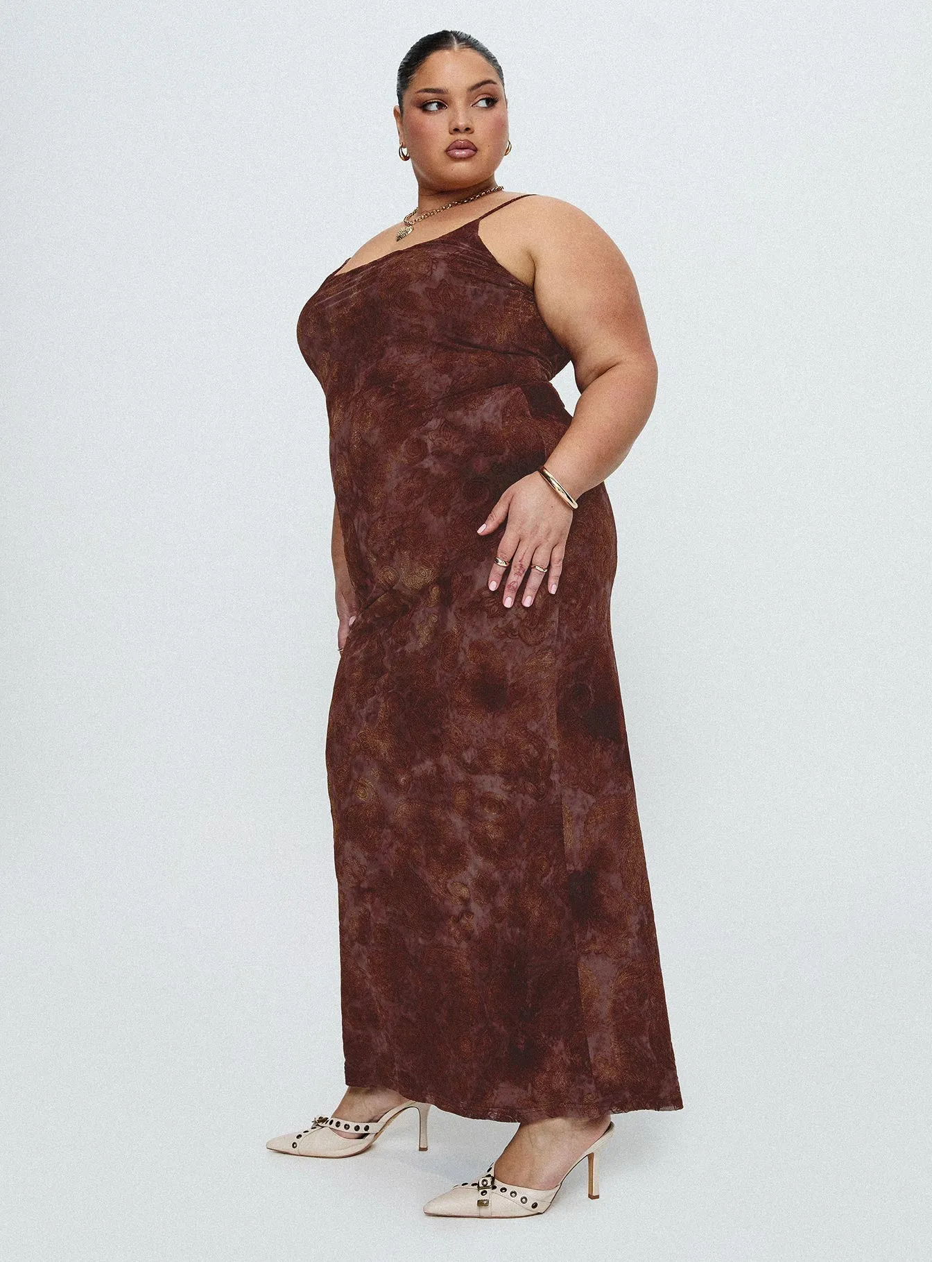 Knox Maxi Dress Chocolate Paisley Curve Orchid Glow spring fresh