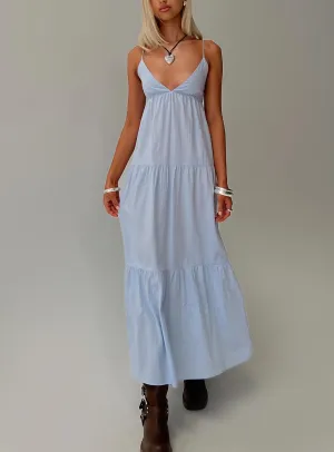 With its sleek and chic design this dress is perfect for both casual and formal settings Chelsea Maxi Dress Blue