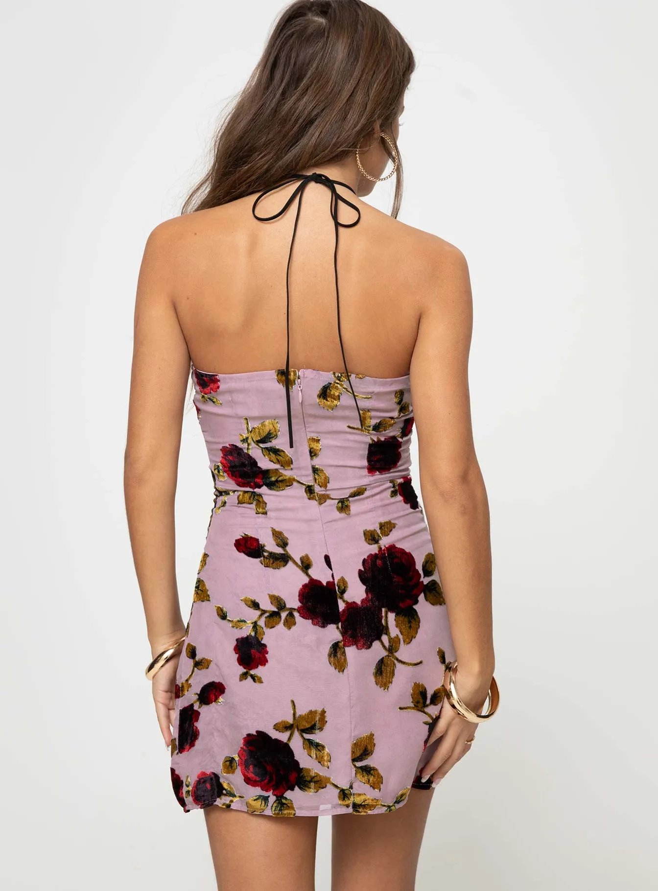 Chic Style Wear Devino Flower Strapless Mini Dress Pink Multi