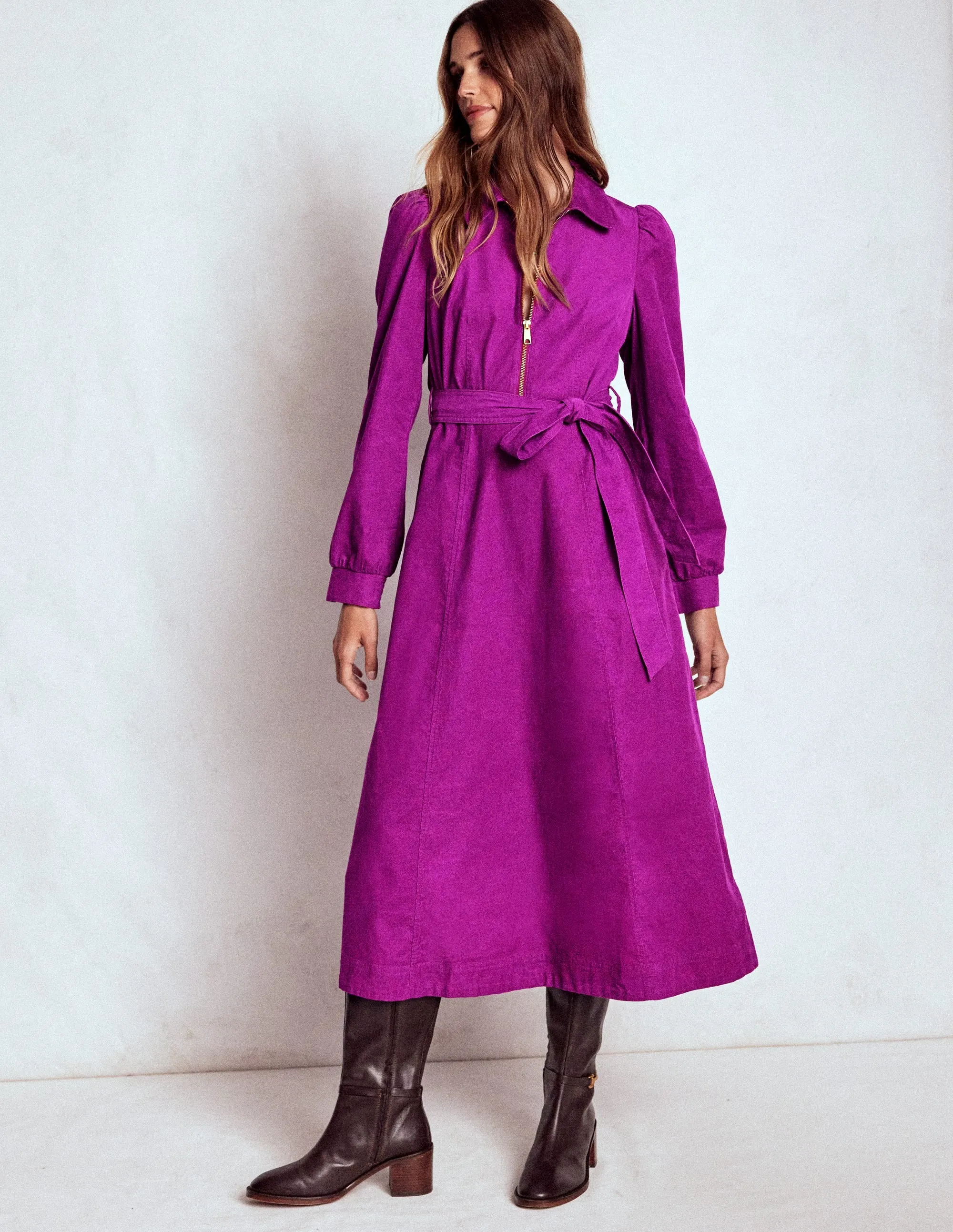 Adelaide Zip Cord Midi Dress-Regal Purple Sunset Glow Rain Safe