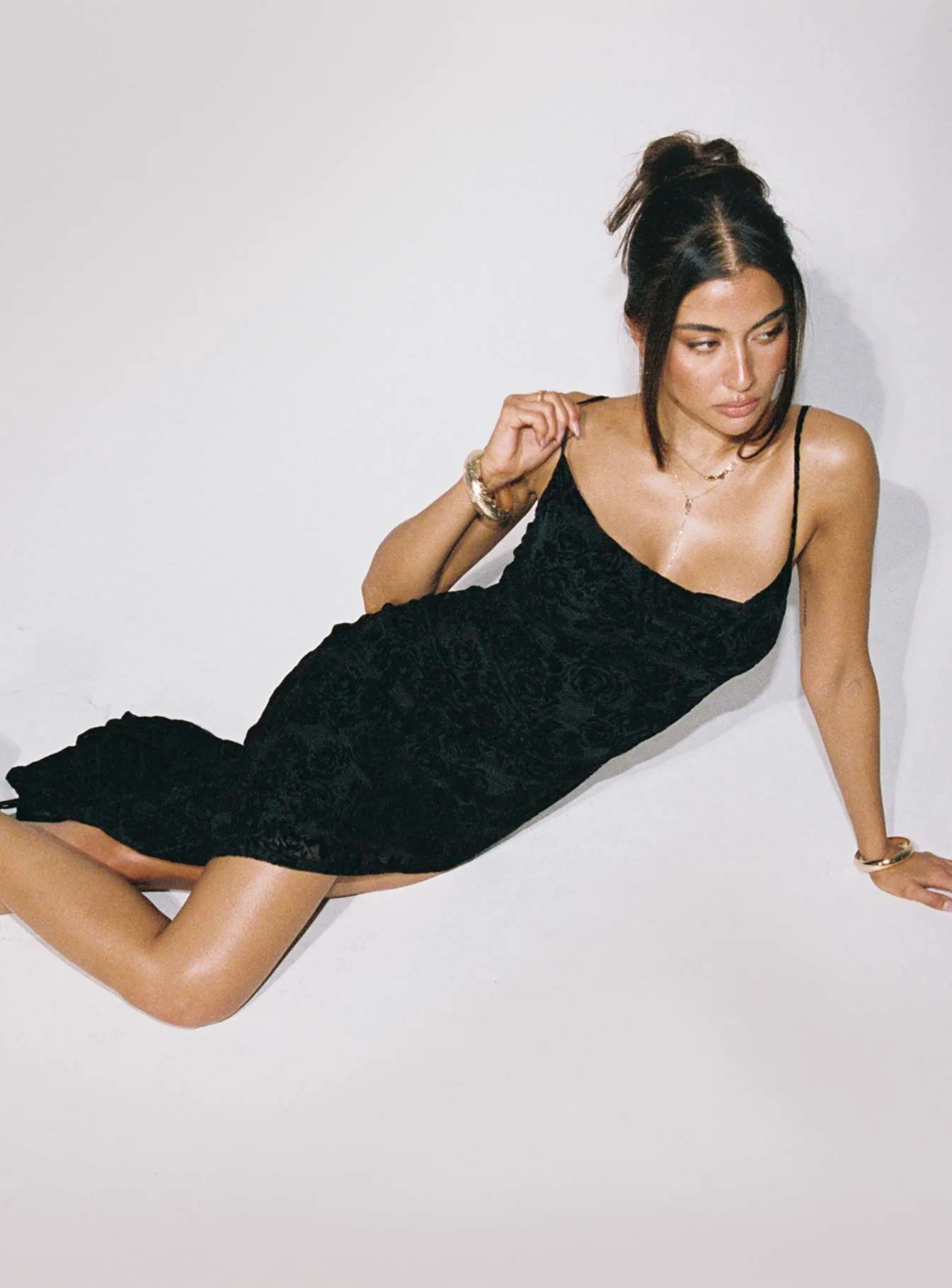 natural fiber Square View Elba Maxi Dress Black