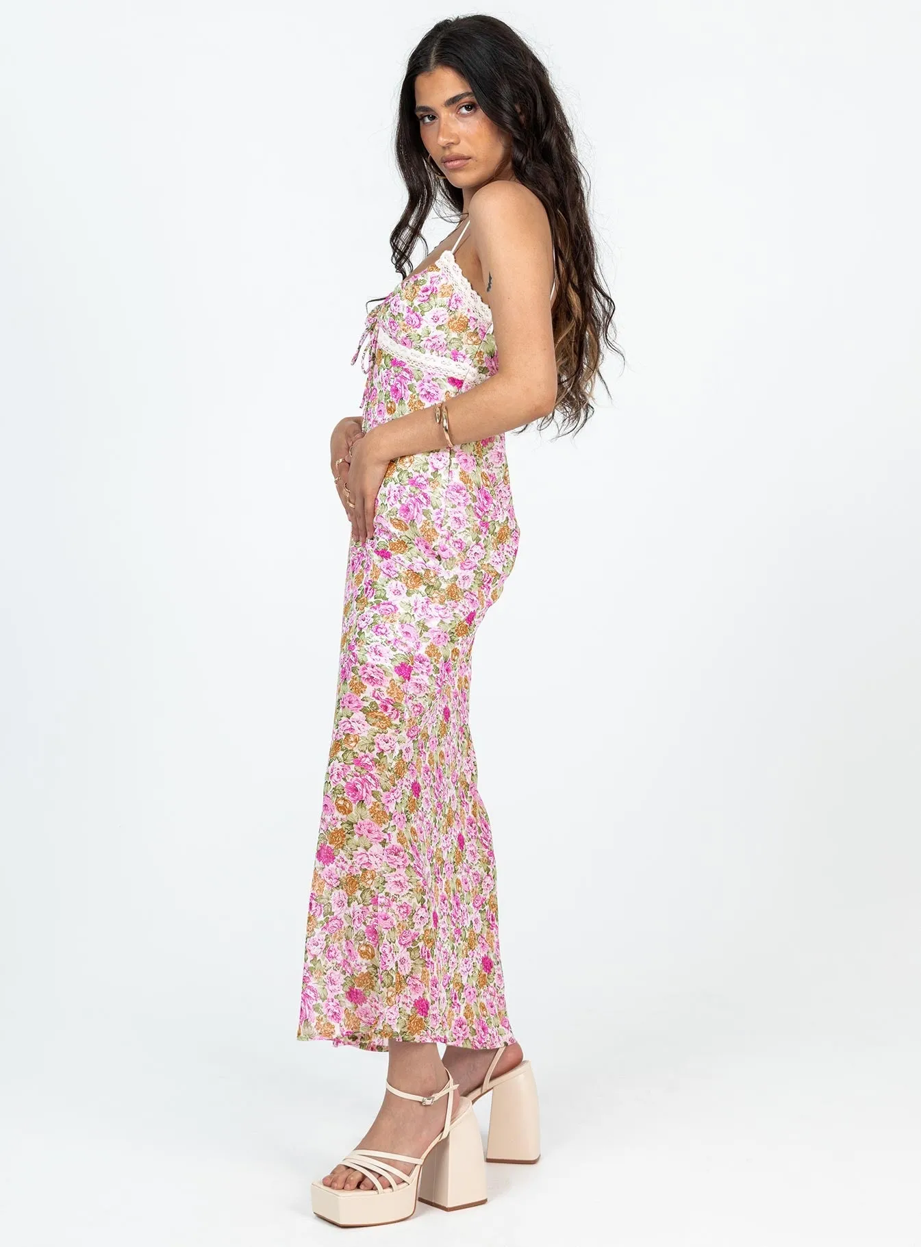Emily Maxi Dress Pink Floral Petite Ruby Glow