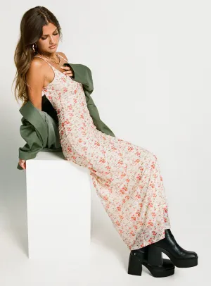 Hall Glow Knox Maxi Dress Beige Floral