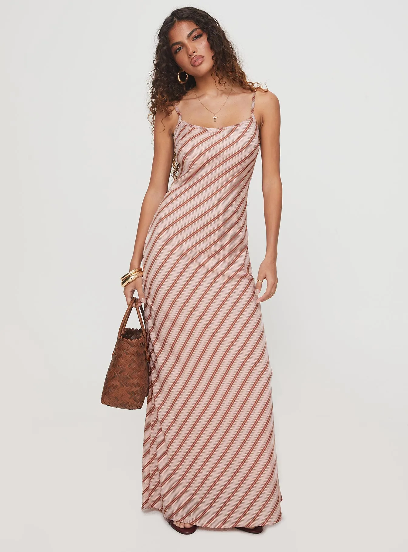 Soft fabric maxi gown Rianne Maxi Dress Pink Stripe
