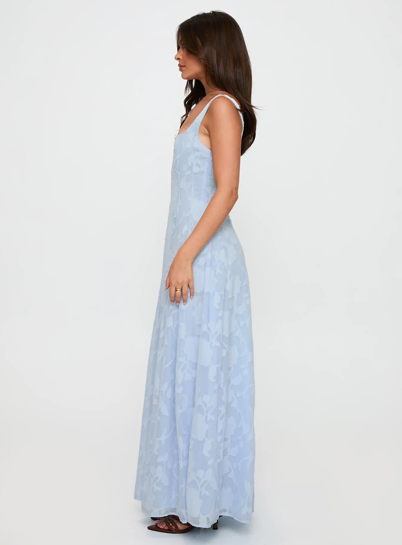 Margaux Burnout Maxi Dress Blue This dress provides a flattering look for any body type thanks to its classic design Urban Glow