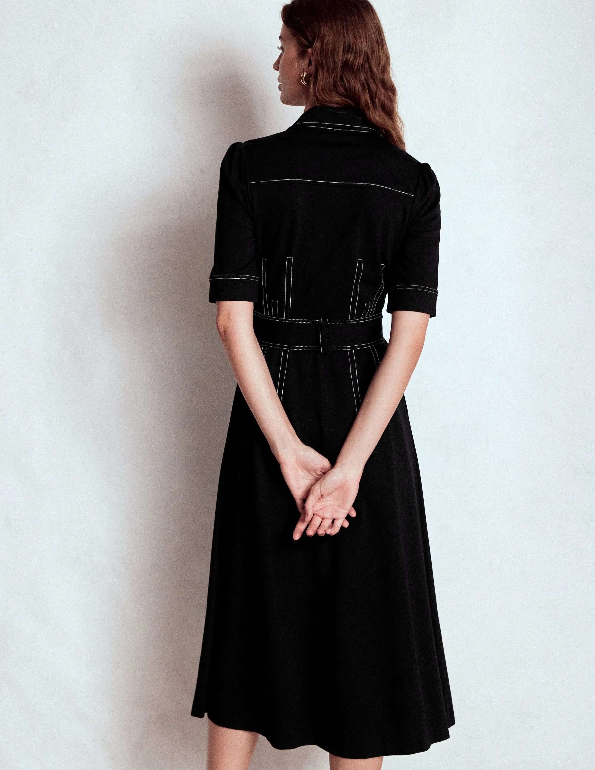 Anita Ponte Shirt Dress-Black warm glow