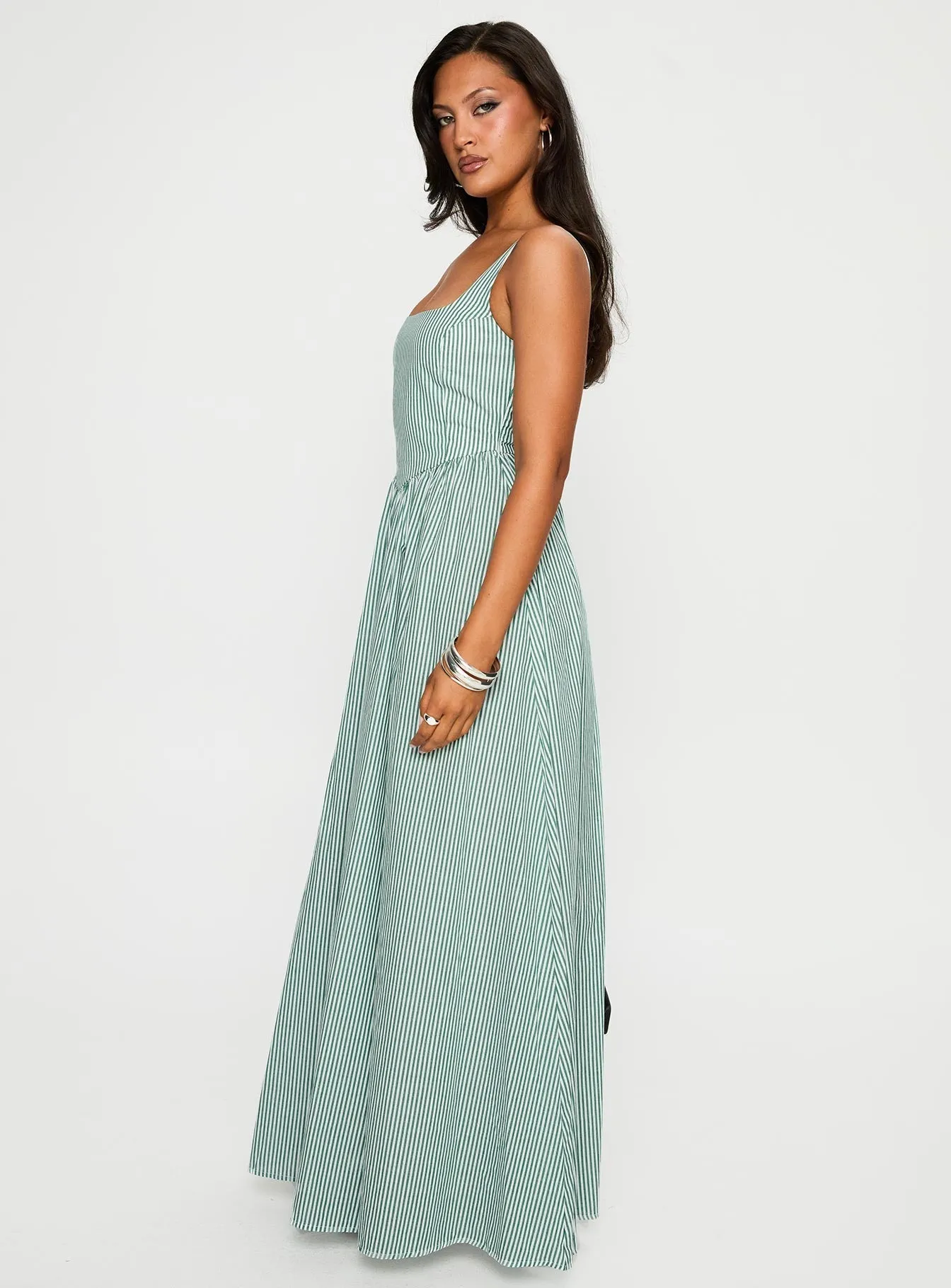 Cartmel Maxi Dress Green / White Bead Glow