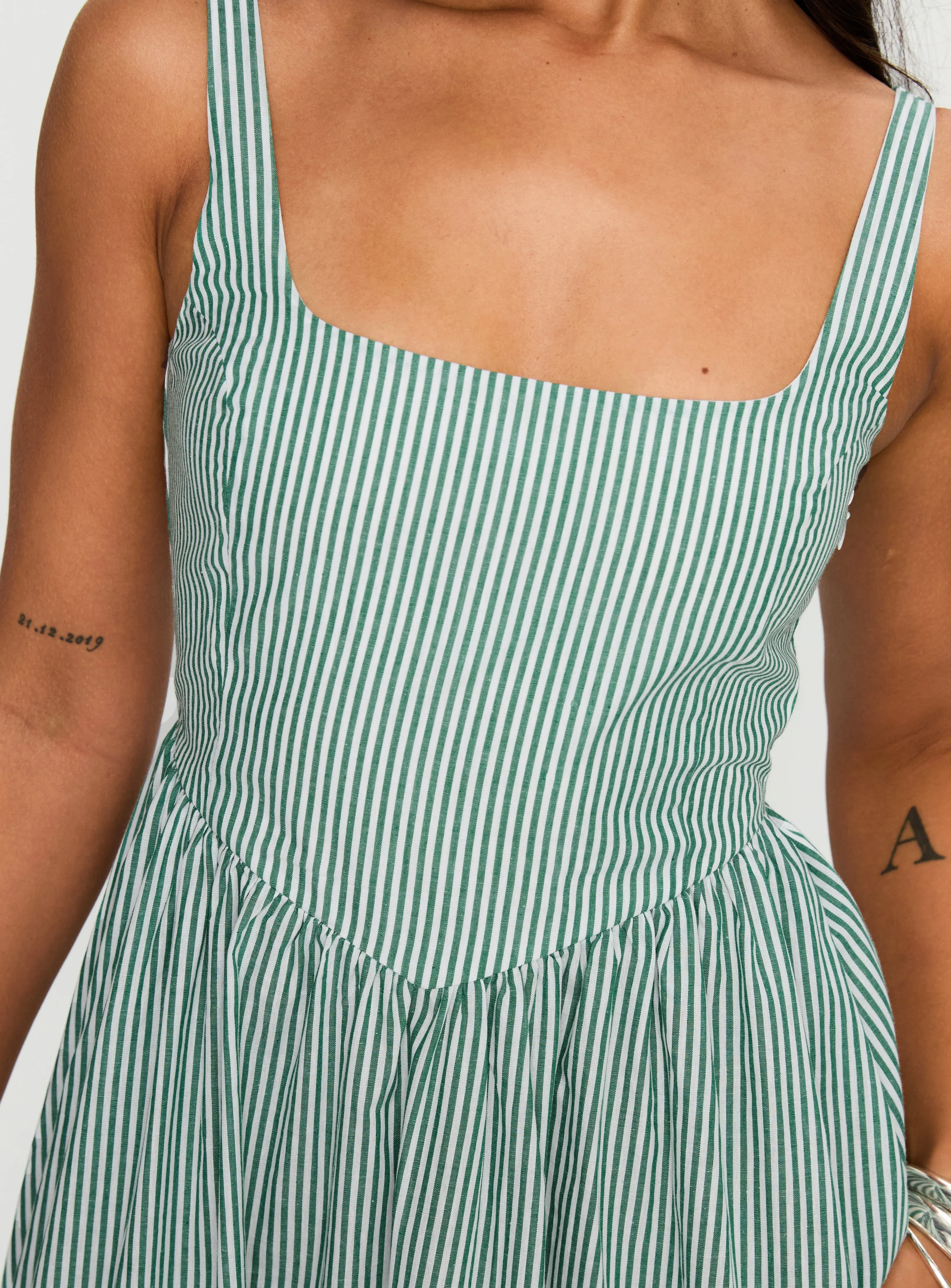 Maple View Cartmel Maxi Dress Green / White