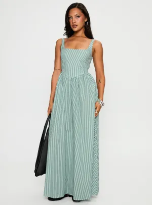 Cartmel Maxi Dress Green / White Room Glow Diamond Shine