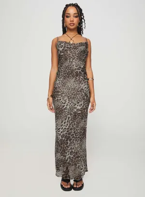 Declynn Bias Cut Maxi Dress Leopard Brick Path