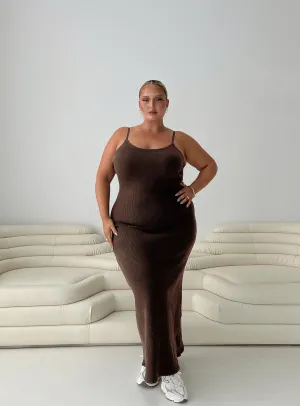 Kattan Maxi Dress Chocolate Curve Breezy resort wear Tiered Skirt