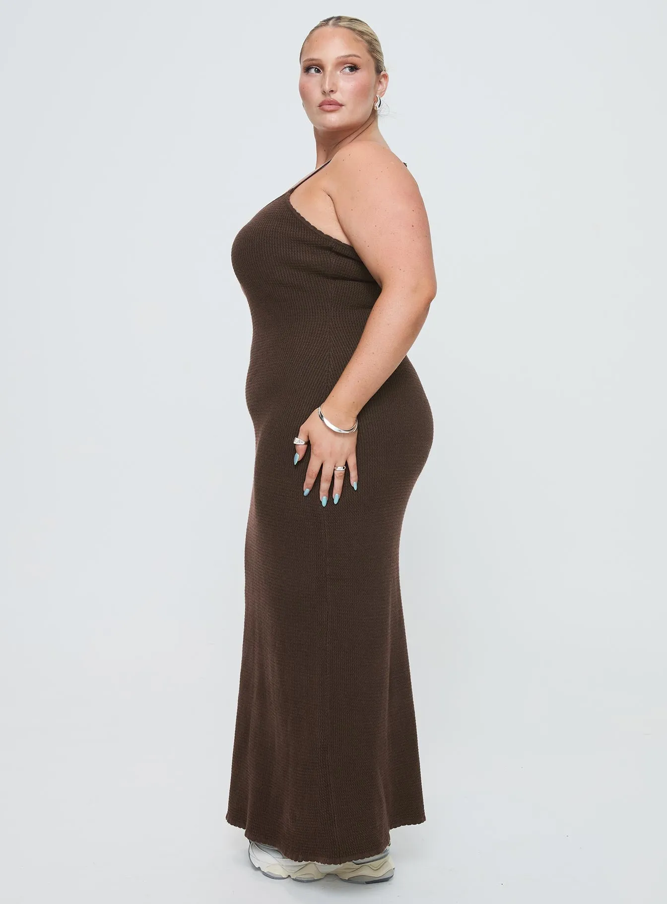 Leaf Glow Petal Path Kattan Maxi Dress Chocolate Curve