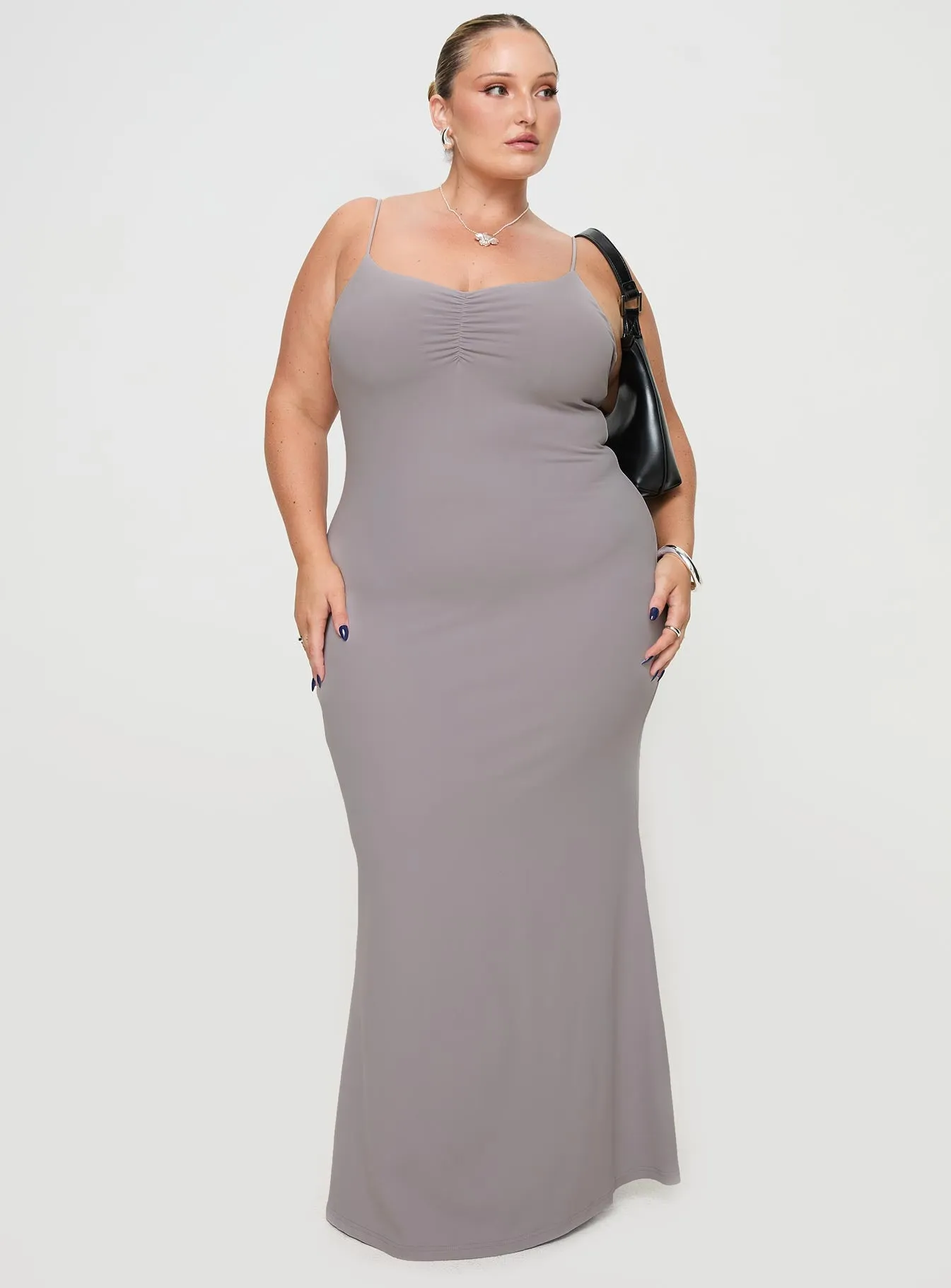Beige Glow The dress??s versatile design allows you to wear it for work, weekend outings, or evening events Arabellia Maxi Dress Grey Curve