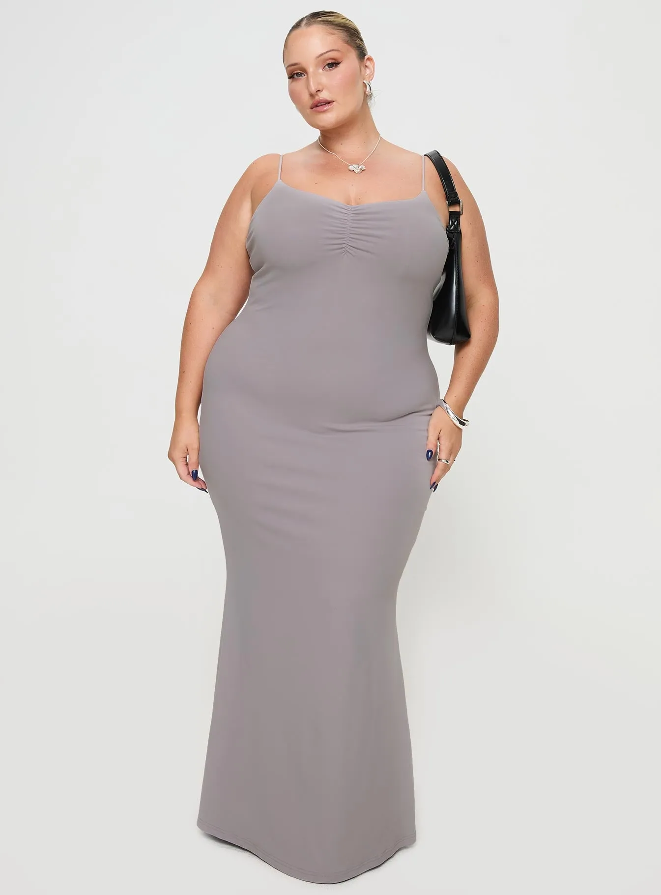 Arabellia Maxi Dress Grey Curve Meadow Path Beautiful event maxi
