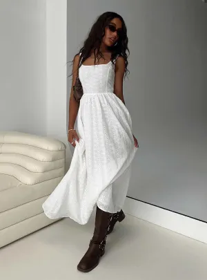 Dune Path Designed to complement every body shape this dress enhances your natural silhouette Cartmel Broderie Maxi Dress White