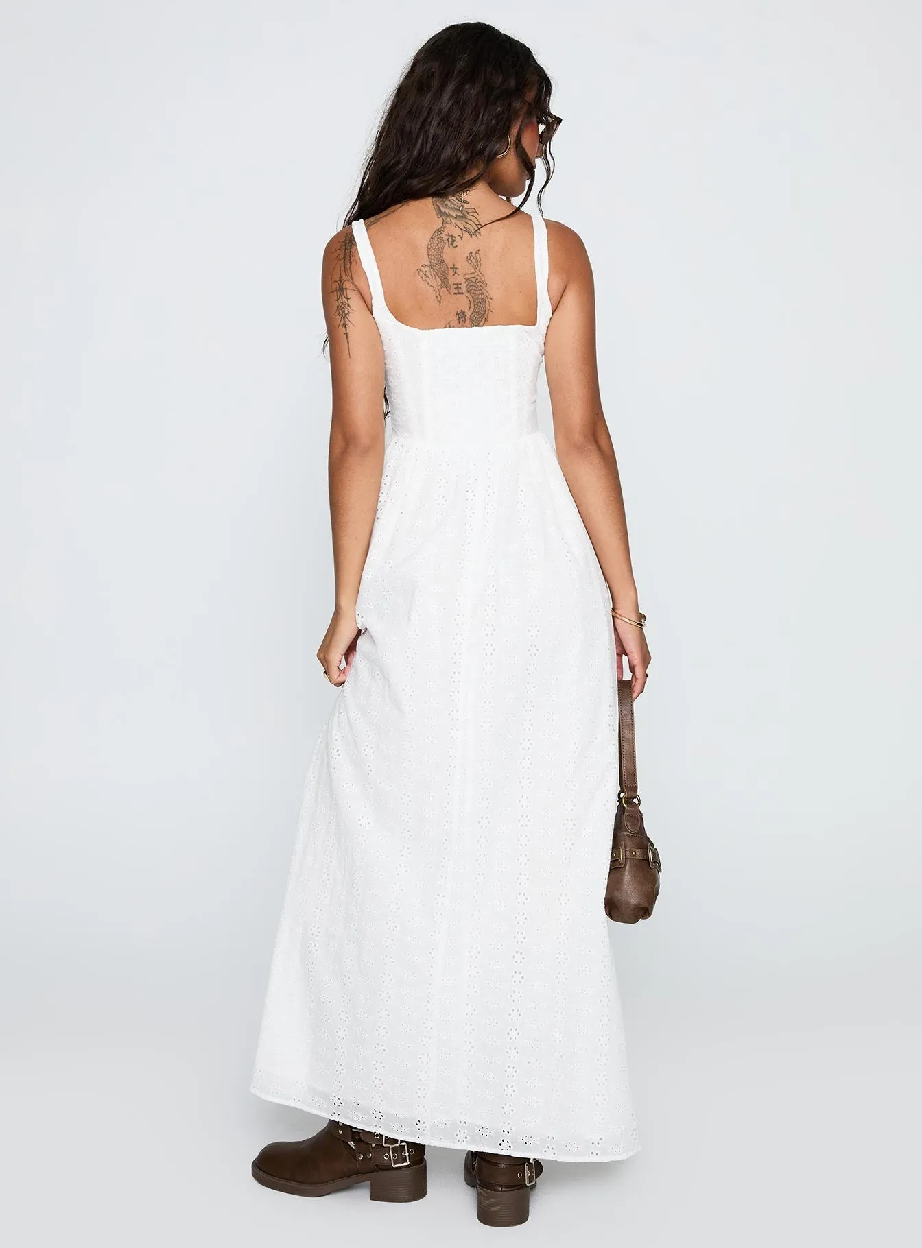 Cartmel Broderie Maxi Dress White Lavender Field Ocean Arch