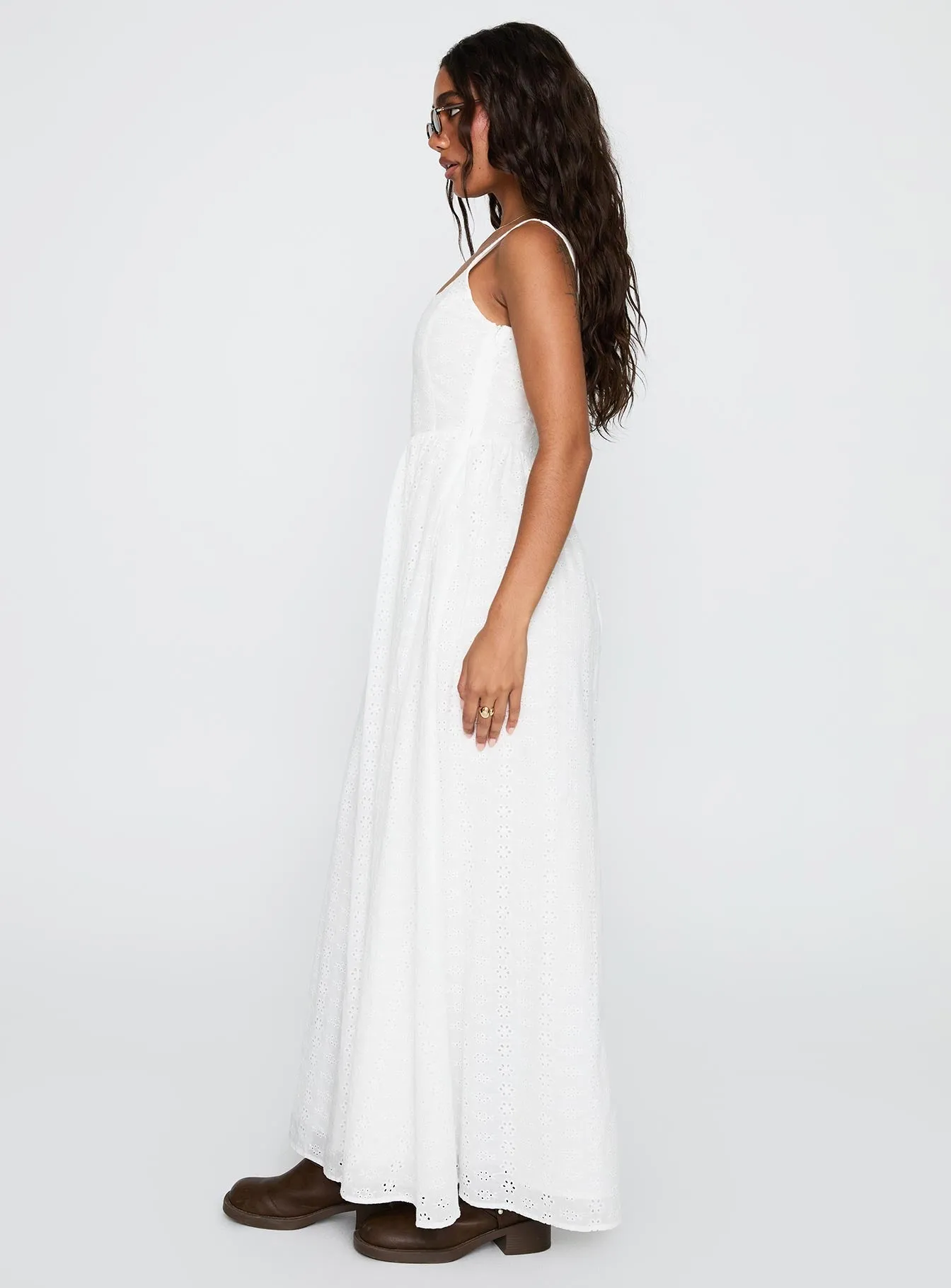 Cartmel Broderie Maxi Dress White Beautiful event maxi