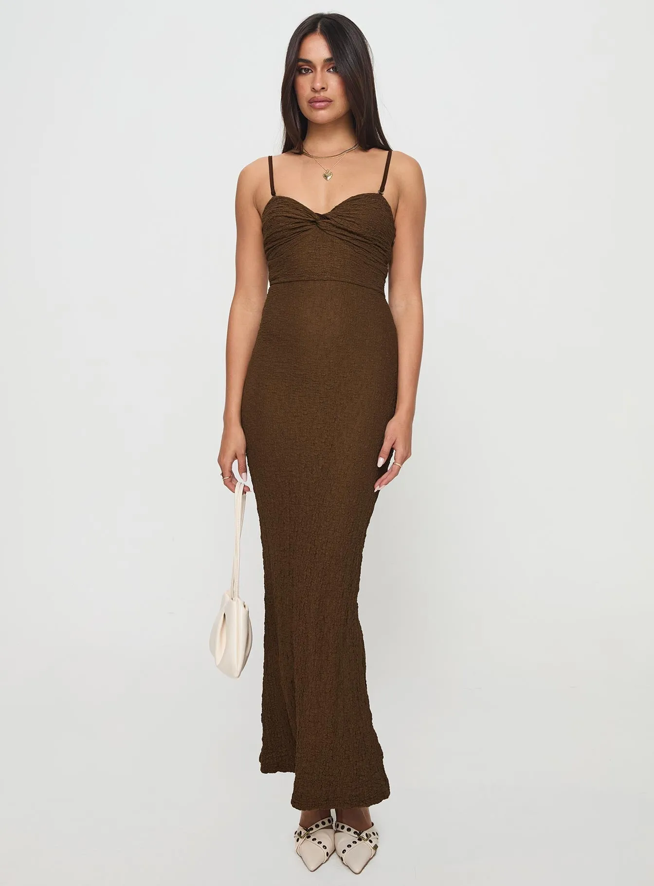 Celie Maxi Dress Chocolate Belt Tie With a flattering shape and versatile design this dress is perfect for all occasions