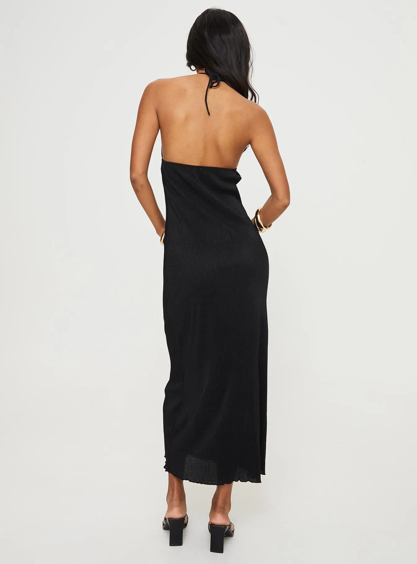 Chantria Maxi Dress Black Wool Glow