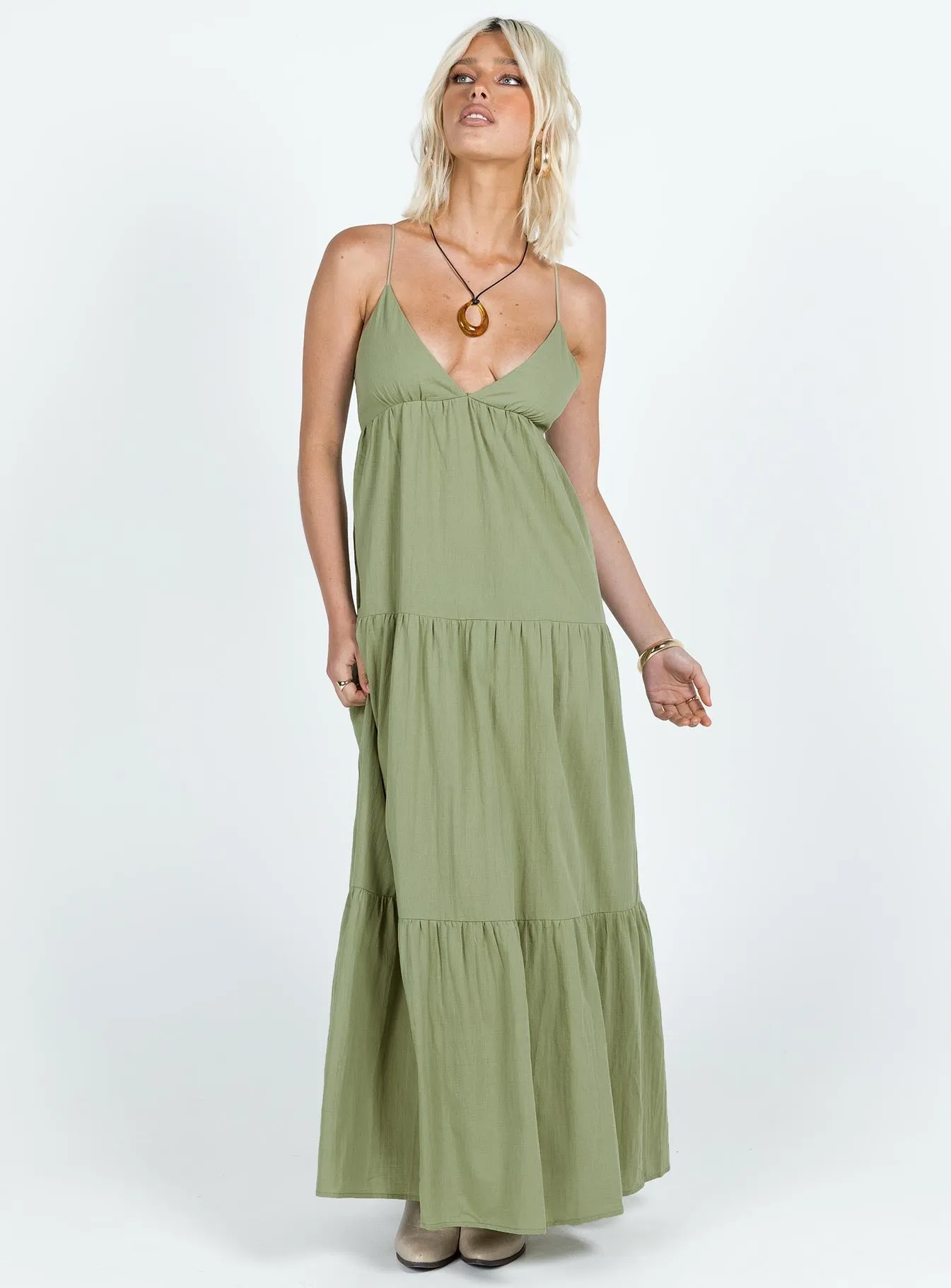 Fantasy Touch Soft Pink Chelsea Maxi Dress Sage Green