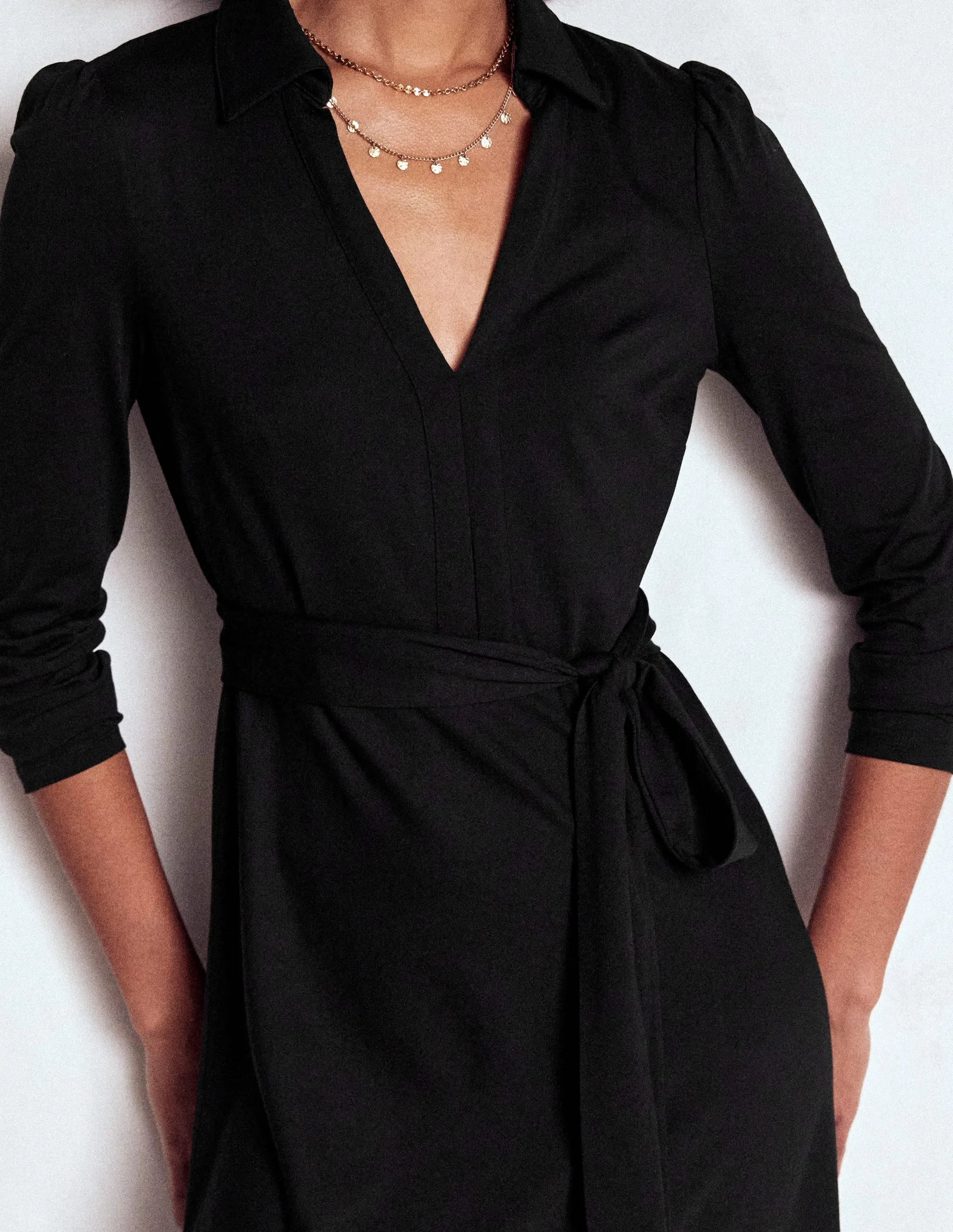 Feminine Design Imogen Collared Jersey Dress-Black