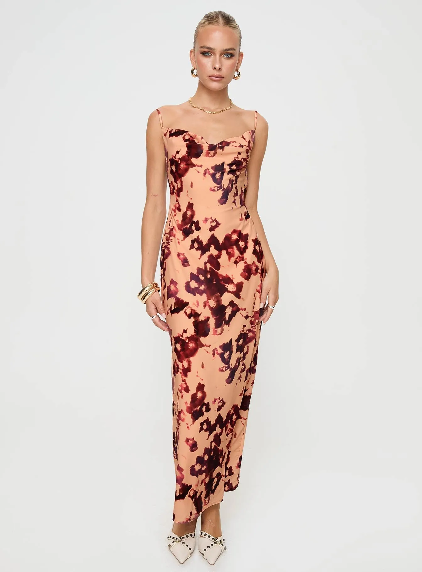 Gracele Maxi Dress Pink Floral Wave Crest Market Lane