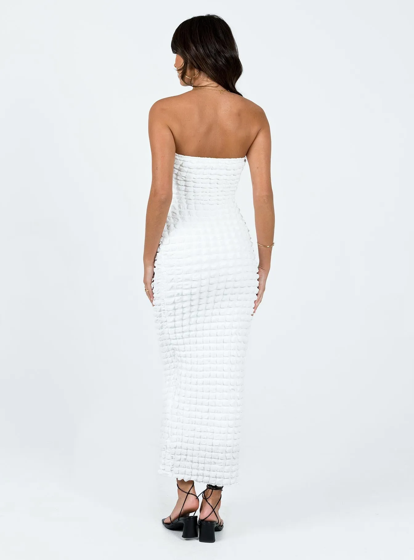Kendrick Strapless Maxi Dress White Bell Sleeve