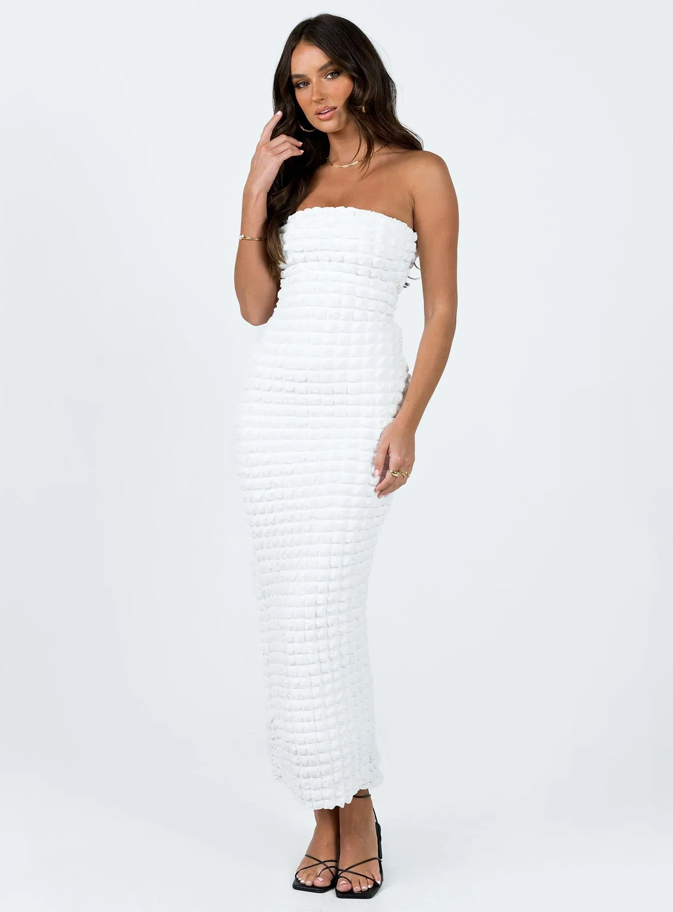 Kendrick Strapless Maxi Dress White Flame Glow